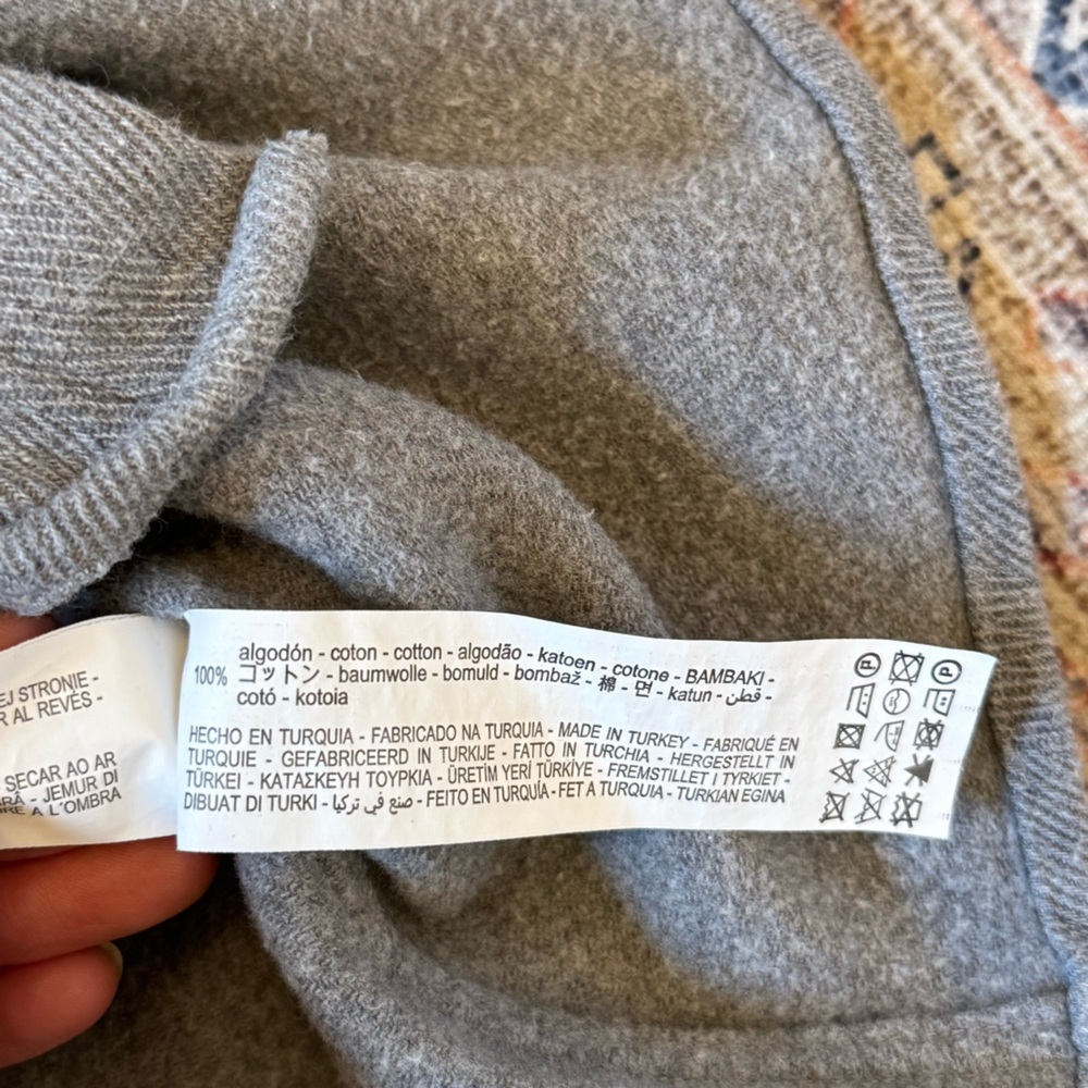 Zara Men’s Gray 100% Cotton Herringbone Shacket Sweater Button Down Size Medium - Picture 8 of 14